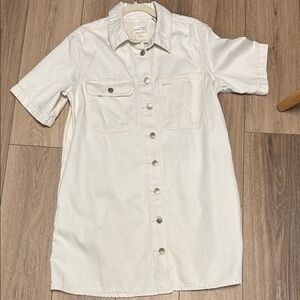 Universal Thread NWT Oversized M Cream Denim Button-Up Denim mini Dress